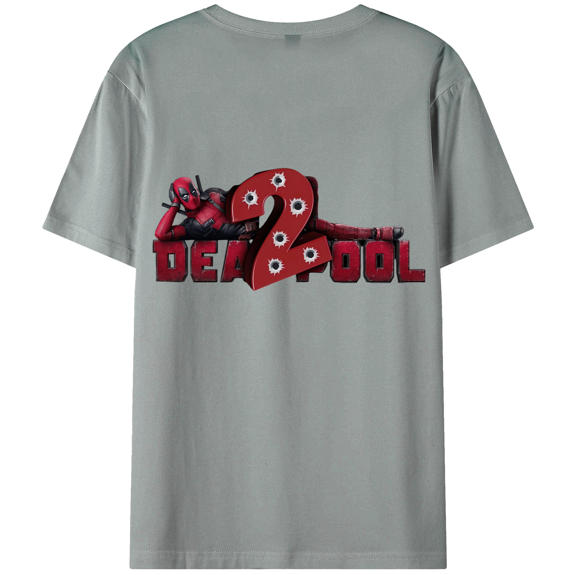 （画像用） Deadpool デッドプール 綿100％ メンズ半袖Tシャツ（バックプリント） 通気性